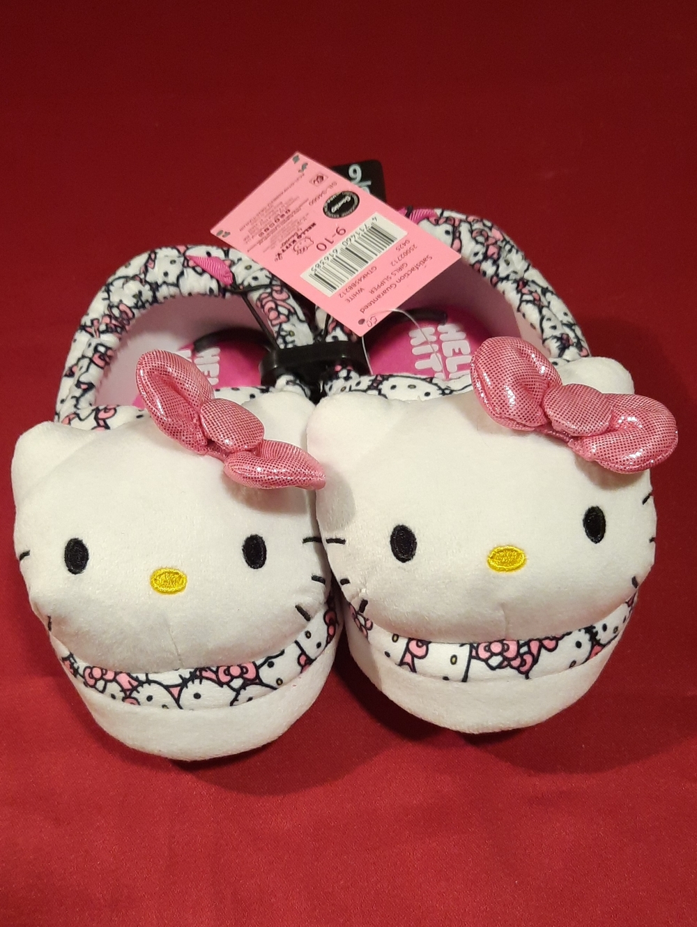 Hello Kitty White & Pink Plush Character Slippers
